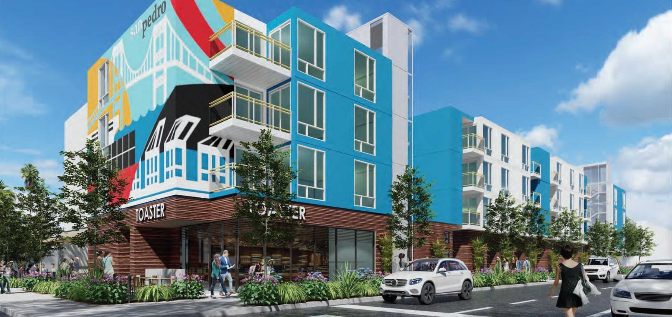Colorful new look for 100unit apartment building in San Pedro